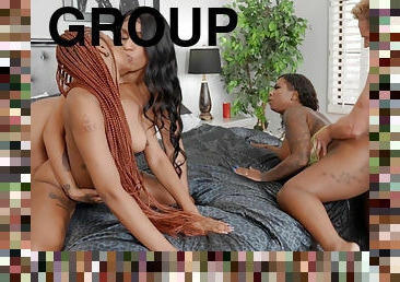 Group sex with hot ebony Destiny Mira, Gogo Fukme and Paris The Muse