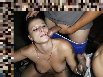Horny Tattoo Slut Gangbang Porn Theater