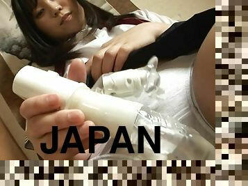 Yuuka - young Japanese babe masturbating in schoolgirl uniform