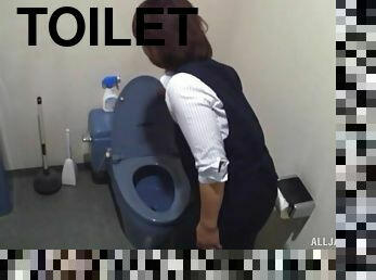 Hardcore toilet blowjob from Japanese amateur MILF maid