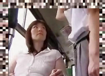 Asian prostitute does a hot handjob in BUs