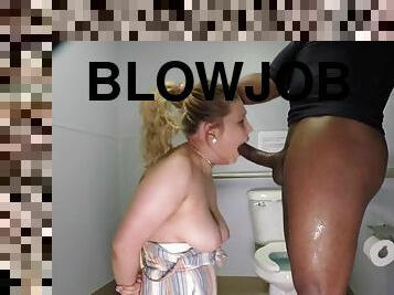 Interracial deepthroat blowjob in public bathroom Madeline - Homemade