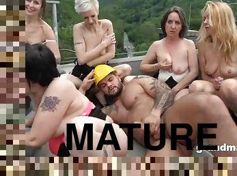 Mature Rooftop Orgy - Big tits