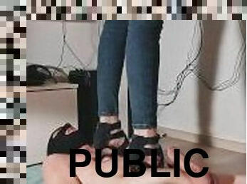 Sexy High Heel Sandals Unaware Trampling While Teaching Online