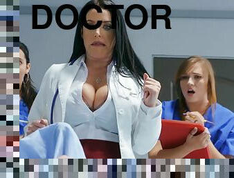 Female Doctor Angela White and her scrabs were freaked out by big dick