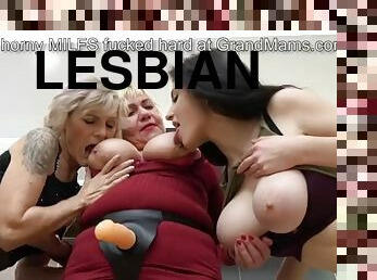 Lesbian granny threesome with ass licking and a teen babe