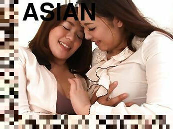 Chubby Asian lesbians share a meal then each other's pussies
