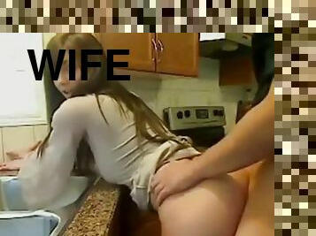 Bored housewife fucks the gardener on the kitchen table
