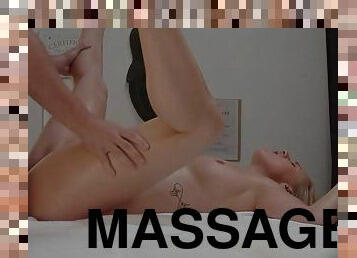 Big tits babe gets her pussy stuffed in a massage