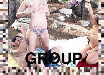 na-zewnątrz, impreza, hardcore, seks-grupowy, plaża, spodnie, 4kąt, bikini, las