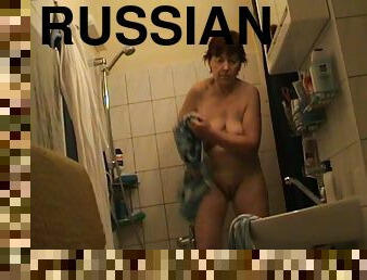 Russian mature fully nude in bathroom