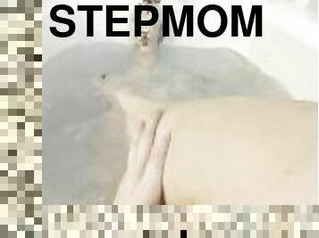 BBW stepmom MILF long legs and foot fetish in the tub my pov