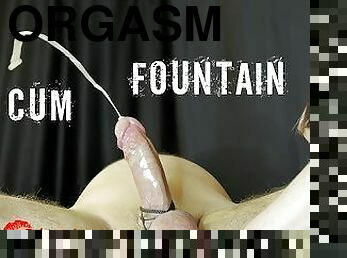 Ruined orgasm and pulsating cum fountain after femdom handjob. Urethral sounding with cum play