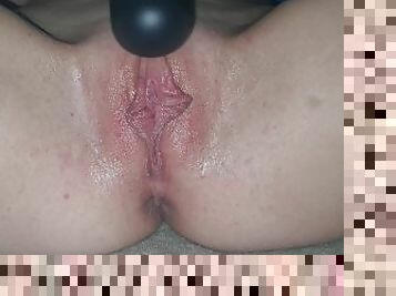 Teenie masturbates with vibrator - pussy is glowing