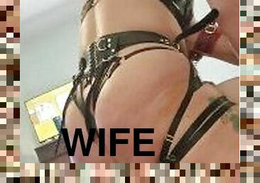 Curvy Hot Wife Domina Restrains and Pegs Switch Husband with 9" Strap-On