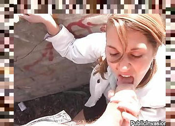 Schoolgirl laid by the highway