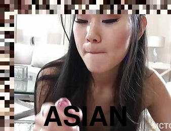 Beautiful Asian teen Katana fucks at home and gets oral creampie