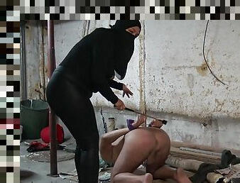 Syrian Mistress Humiliates Old German In His Basement