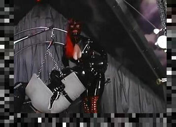 Chicks from head to toe in rubber in dungeon