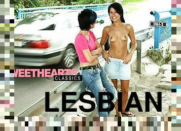 Lesbian Amateurs Playing Outside