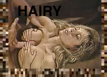 Hairy pussy grinds on cock in retro video