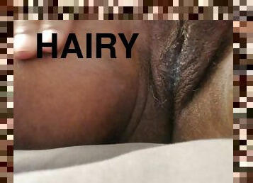 Hairy Ebony pussy rubbing