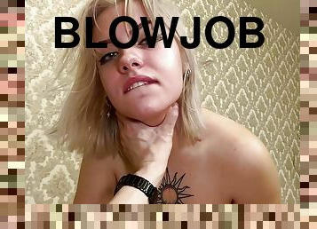 College girl gives sensual blowjob to her man