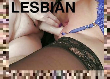 Big Tits Lesbian Milf Camilla shares a double dildo with Gilf Kugar Lush Promo