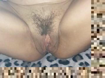 Playing with my hairy milf pussy