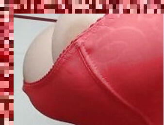 This red corset cannot handle this boobs