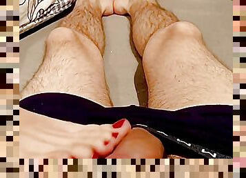 Foot massage on his cock and balls! Ballbusting &amp; CBT by Mistress Redix
