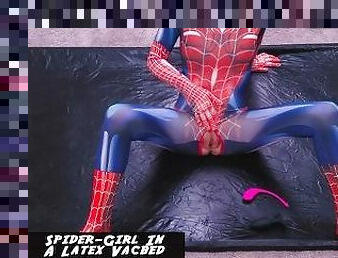 Spider-Girl Plays In A Latex Vacbed - Cosplay Slut Fills Her Holes With Toys & Is Sealed In Bondage