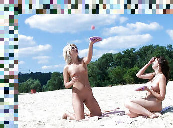 nudiste, public, amateur, ados, plage, magnifique