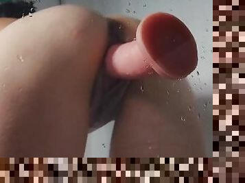Doggy POV Shower Sex & Pussy Stretching With A Thick Dildo