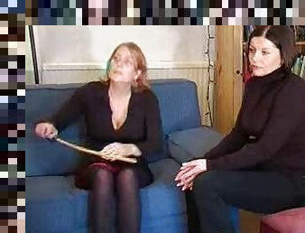 Young girl spanked and caned