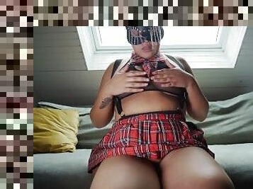 Black BBW college girl having dirty talk on the couch ????
