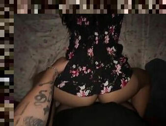 Young latina in dress shaking ass on dick