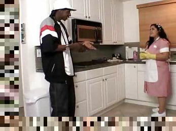 Fat Latina maid fucked by a black guy