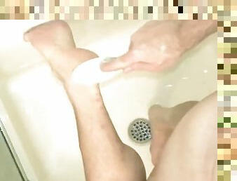 Male Foot Fetish: Getting My Feet All Smooth For You While I Am In The Shower
