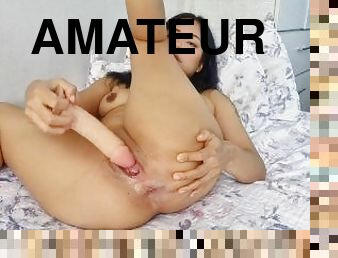 Private video of Peruvian slut Adeli Greedy cumming with a dildo