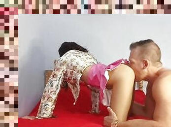 Asian school girl with pink skirt licked and fucked as she deserved