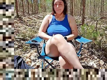 Fucking my mothers friend in the woods outside
