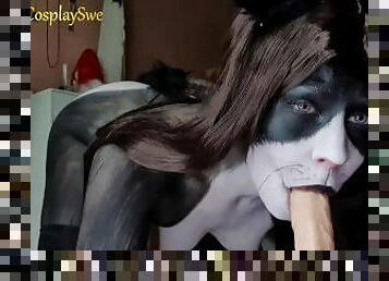 Cat bodypaint Dildo riding and BJ - MisaCosplaySwe