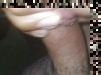 Someone left my booth at gloryhole after cumming on my cock, so I masturbate with his all his cum