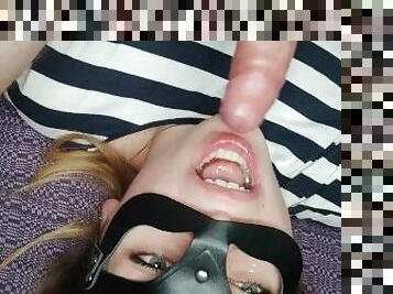 Close-up blowjob. I accidentally cum in her mouth!