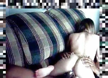 Big black cock in white girl on the couch