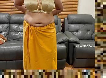 Tamil Actress - Beautiful Indian Milf Changing Saree - Teases In Bra, Panty, Saree Blouse & Skirt
