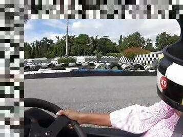 Cute Thai amateur teen girlfriend go karting and recorded on video after