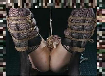 Rope Suspension Predicament: Pussy Clothespins and Inverted Facial