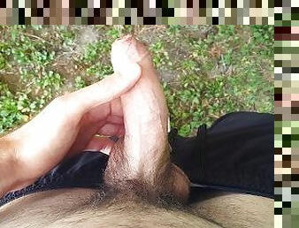Almost caught peeing and jerking my cock in a public park... again